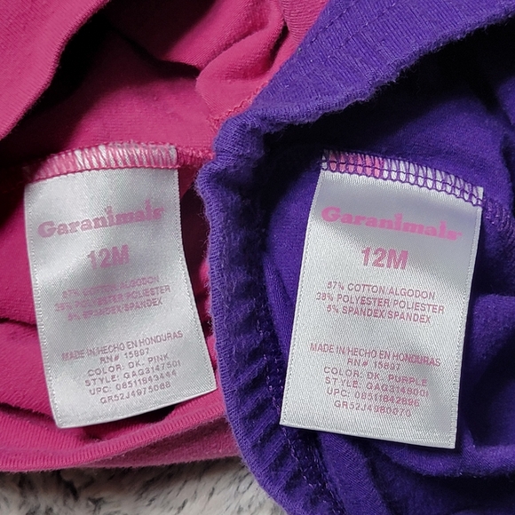 Two Pairs of Girls Garanimals Bottoms,  Size 12 Months, One Pink, One Purple - Picture 3 of 7